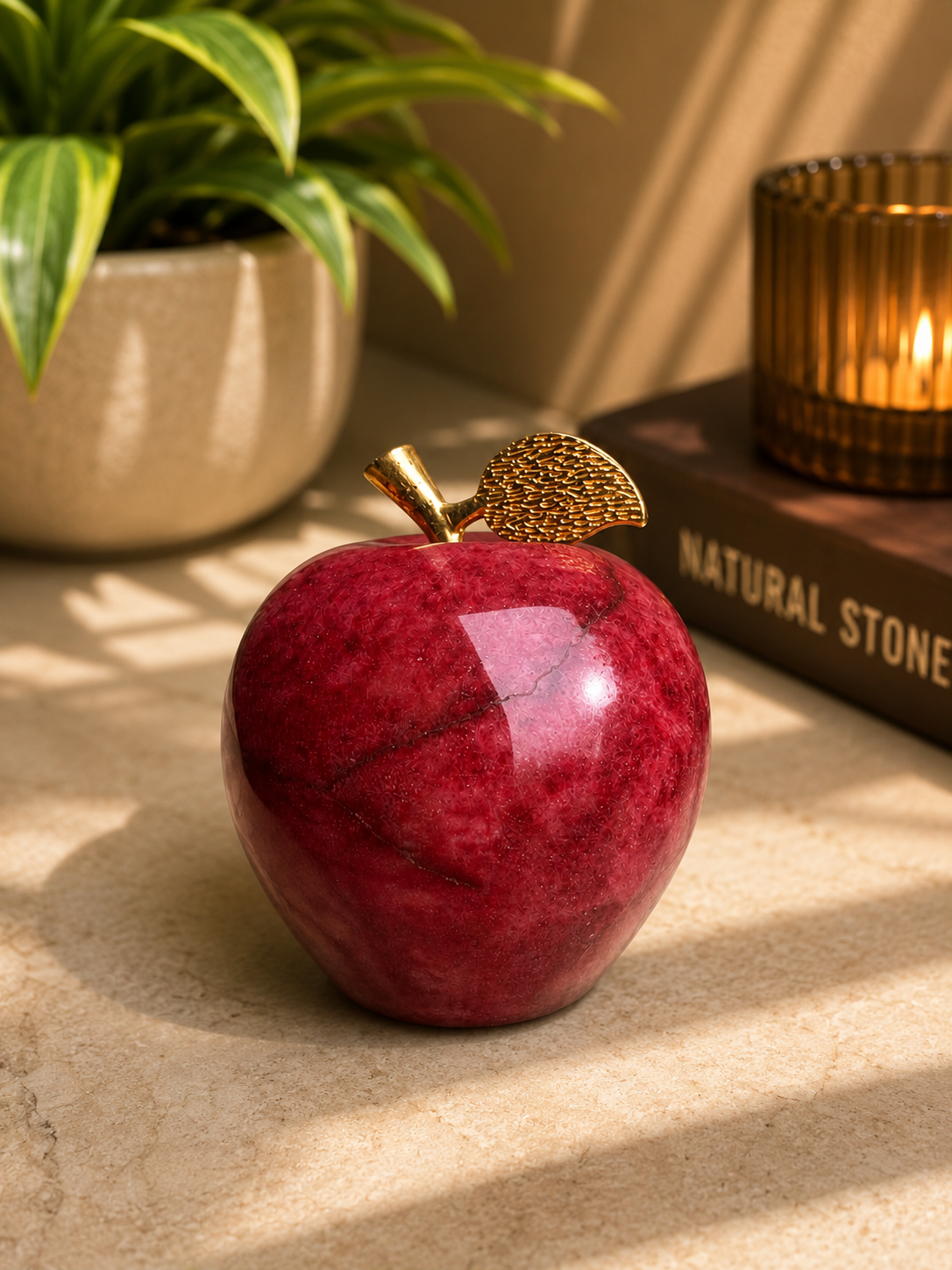 Handcrafted Red Onyx Marble Apple Ornament