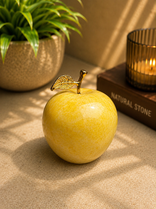 Handcrafted Yellow Onyx Marble Apple Ornament