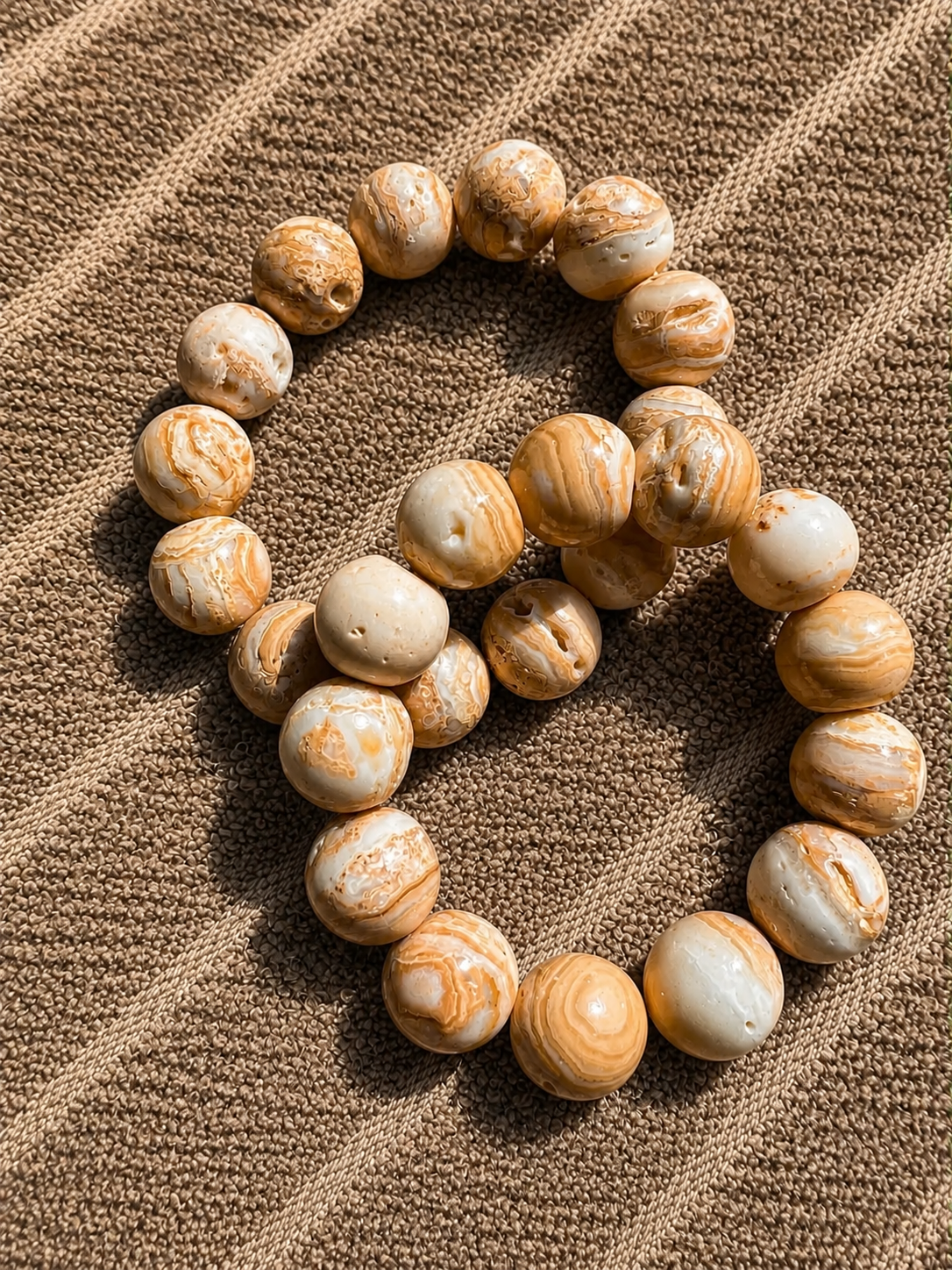 Handcrafted Natural Beige Onyx Bead Bracelet