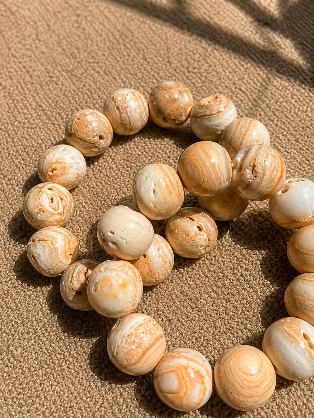 Handcrafted Natural Beige Onyx Bead Bracelet