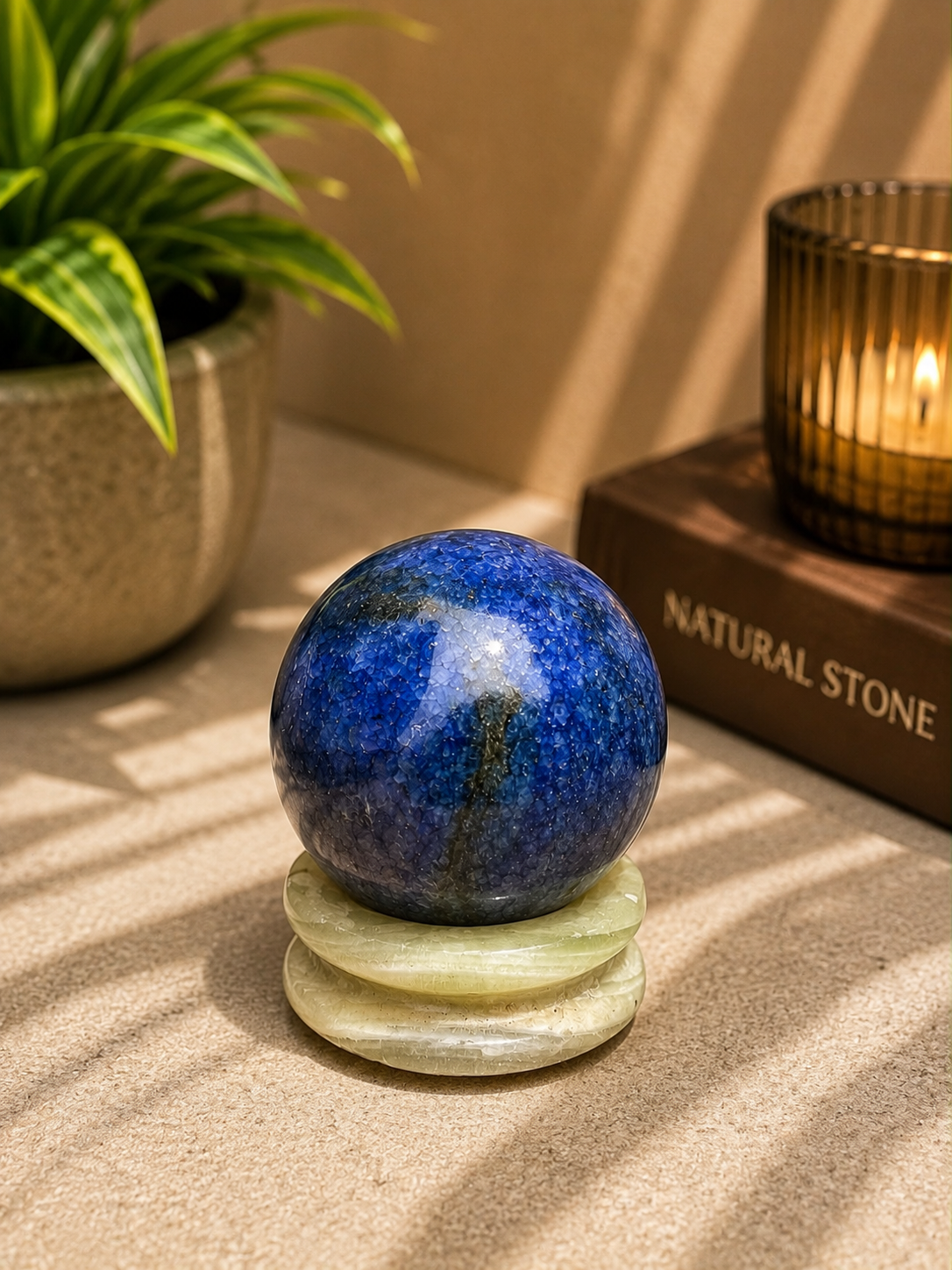 Handcrafted Blue Onyx Marble Sphere Ornament