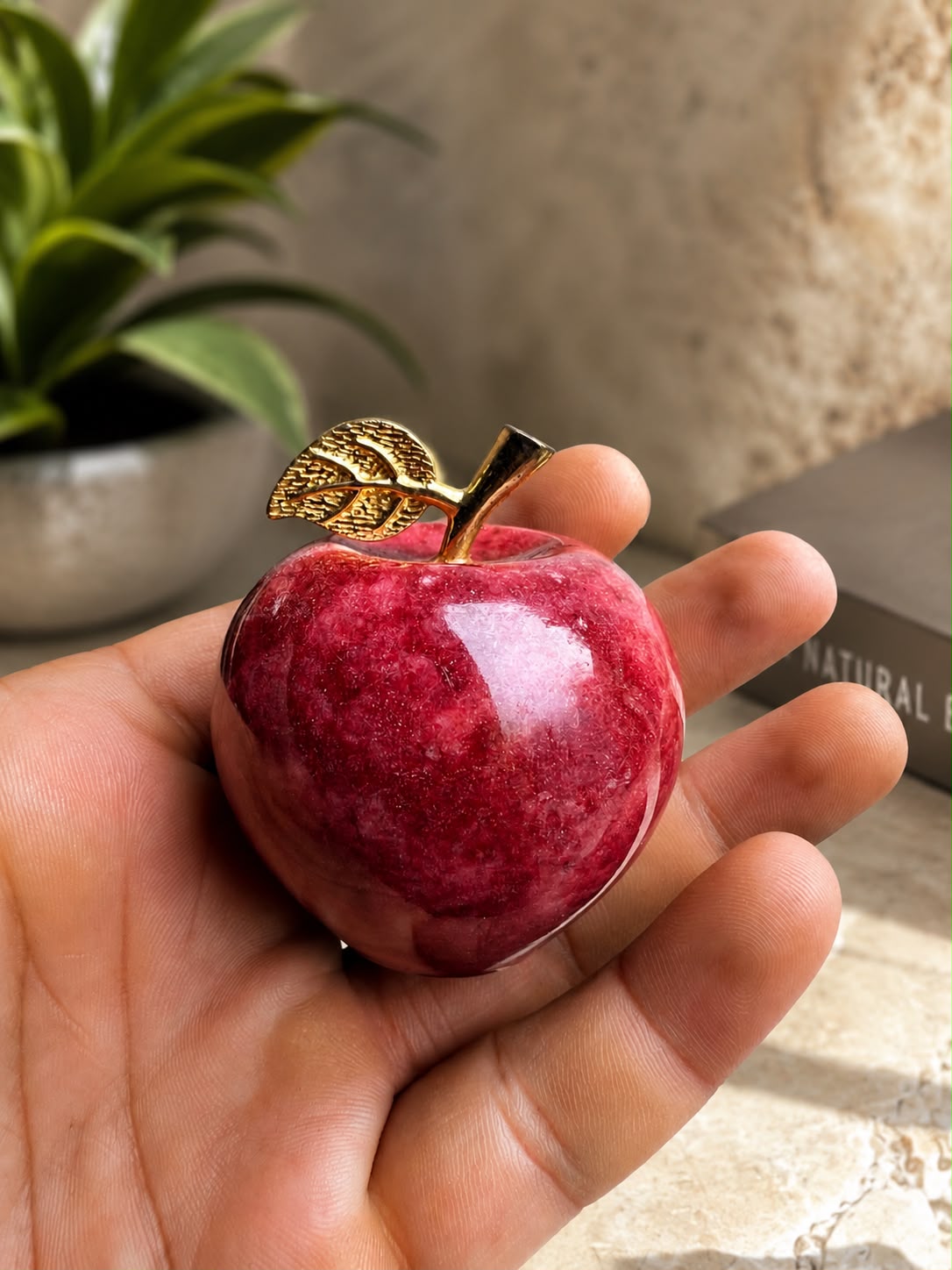 Handcrafted Red Onyx Marble Apple Ornament
