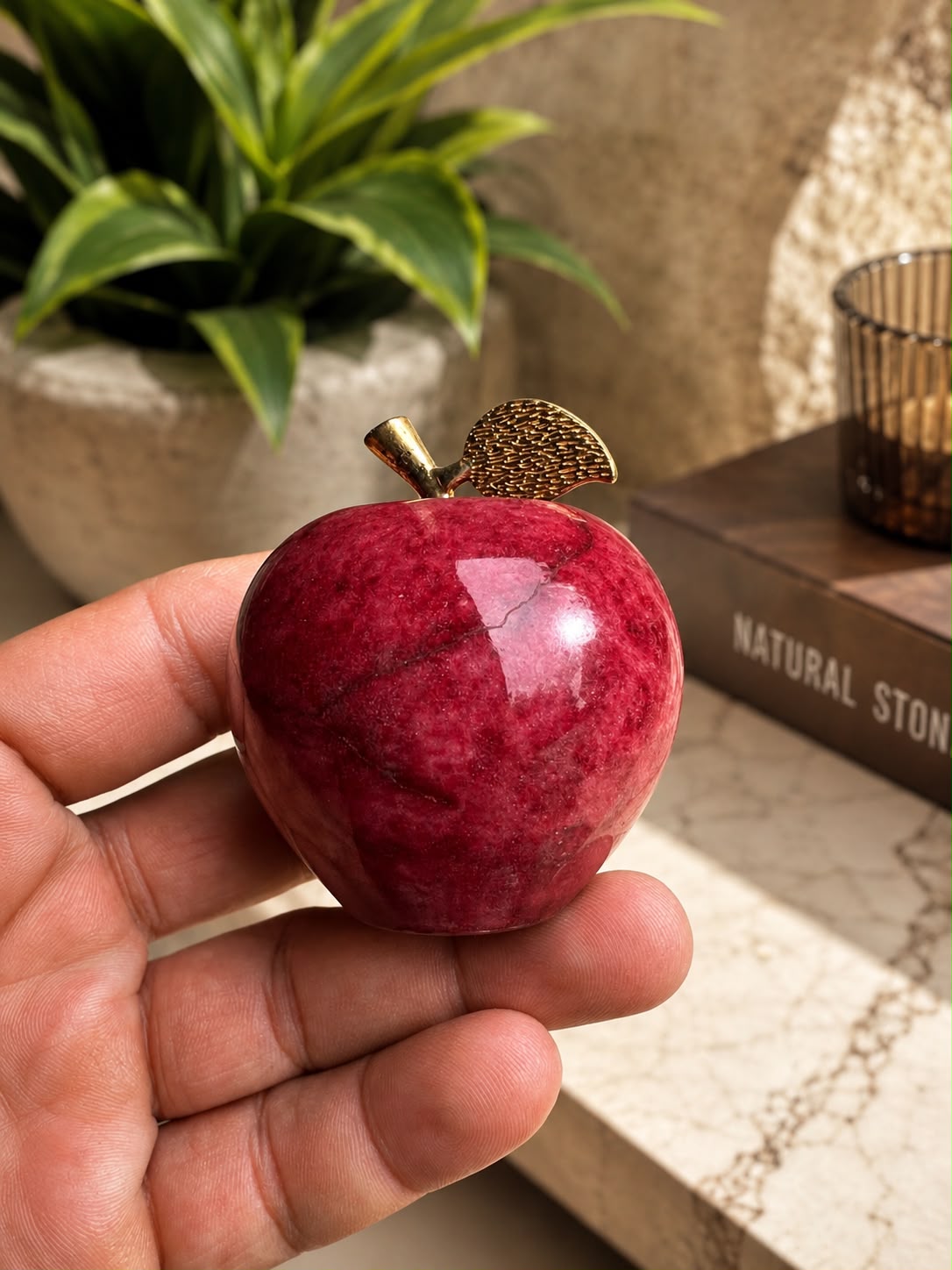 Handcrafted Red Onyx Marble Apple Ornament