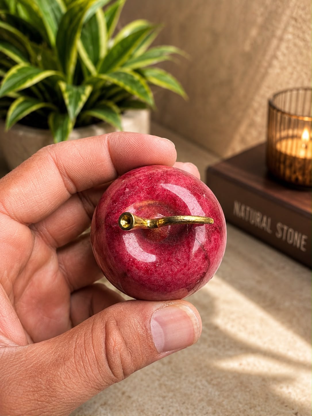 Handcrafted Red Onyx Marble Apple Ornament